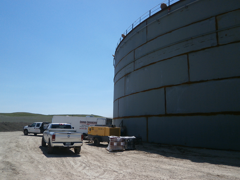 SUSTAINABLE COATING OPTIONS FOR STORAGE TANKS - Field erected welded steel tank prepared for green coating